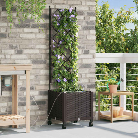 Vidaxl tuin pot met irrigatie en wielen bruin 40 x 40 x 148 cm pp