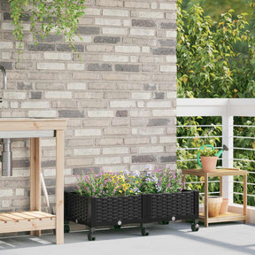 Vidaxl tuinschaal met wielen zwart 80 x 40 x 29 cm pp