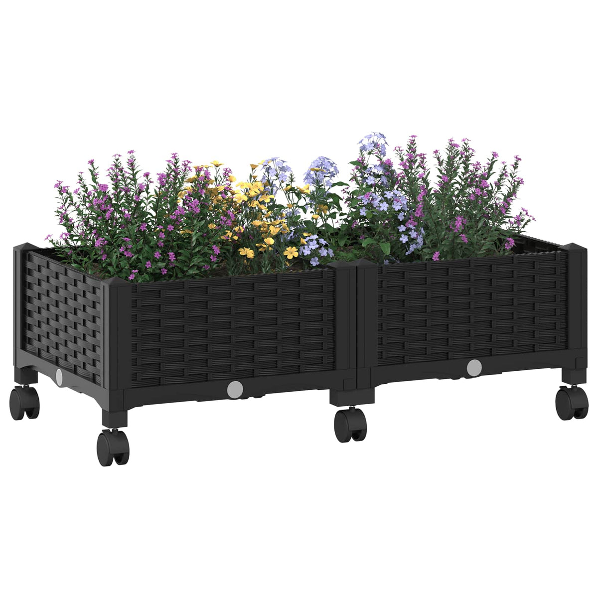Vidaxl tuinschaal met wielen zwart 80 x 40 x 29 cm pp