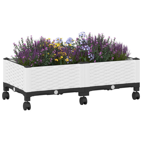 Vidaxl tuinschaal met wielen wit 80 x 40 x 33 cm pp