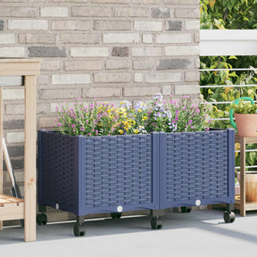 Vidaxl tuinschaal met wielen blauw grijs 80 x 40 x 44 cm pp