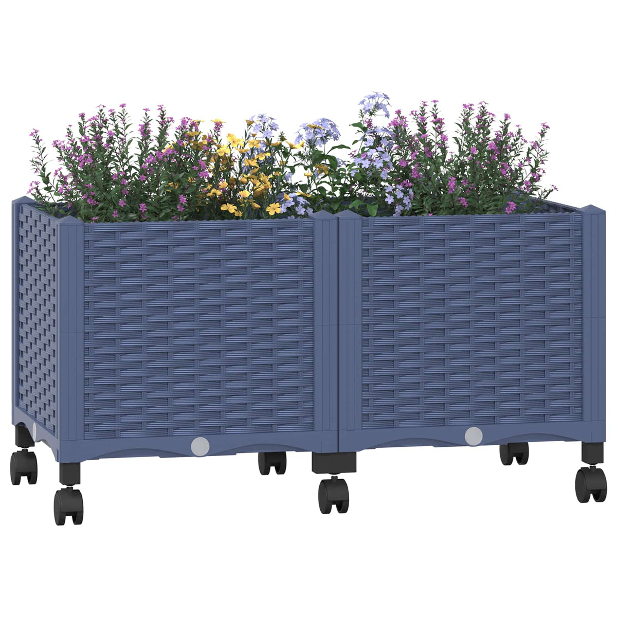 Vidaxl tuinschaal met wielen blauw grijs 80 x 40 x 44 cm pp