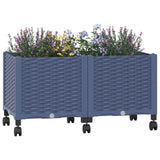 Vidaxl tuinschaal met wielen blauw grijs 80 x 40 x 44 cm pp