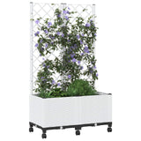 Vidaxl tuinplantbak met schutting en wielen wit 80 x 40 x 146 cm pp