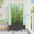 Vidaxl tuinplantenbak met kasbedekking en wielen 2 st bruin pp