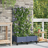 Vidaxl tuinplantbak met schutting en wielen 2 st grijs pp