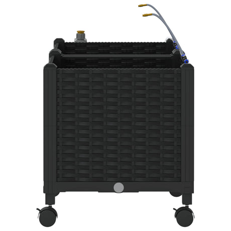 Vidaxl tuin pot met irrigatie en wielen 2 st zwart 80 x 40 x 43,5 cm