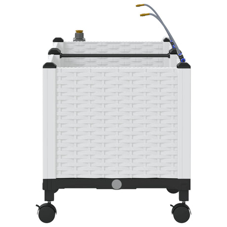 Vidaxl tuin pot met irrigatie en wielen 2 st wit 80 x 40 x 43,5 cm pp