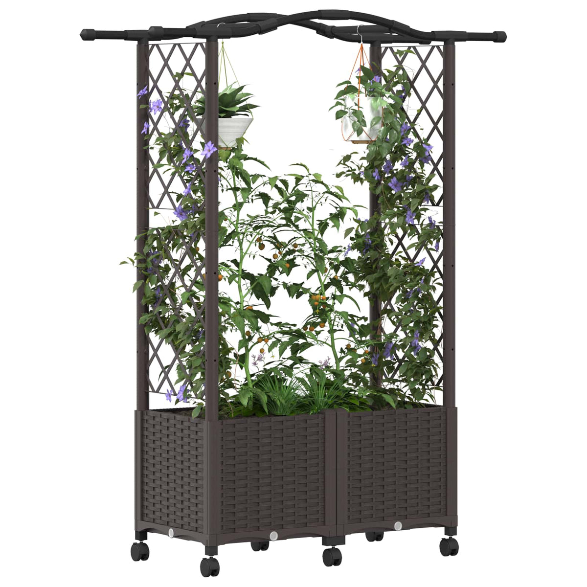 Vidaxl verhoogd bed met trellis en dak bruin 125 x 40 x 144 cm pp