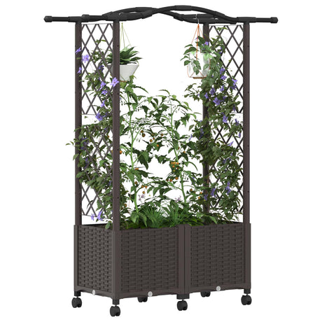 Vidaxl verhoogd bed met trellis en dak bruin 125 x 40 x 144 cm pp