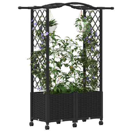 Vidaxl verhoogd bed met trellis en dak zwart 125 x 40 x 144 cm pp