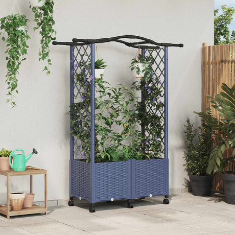 Vidaxl verhoogd bed met trellis en dak grijs 125 x 40 x 144 cm pp