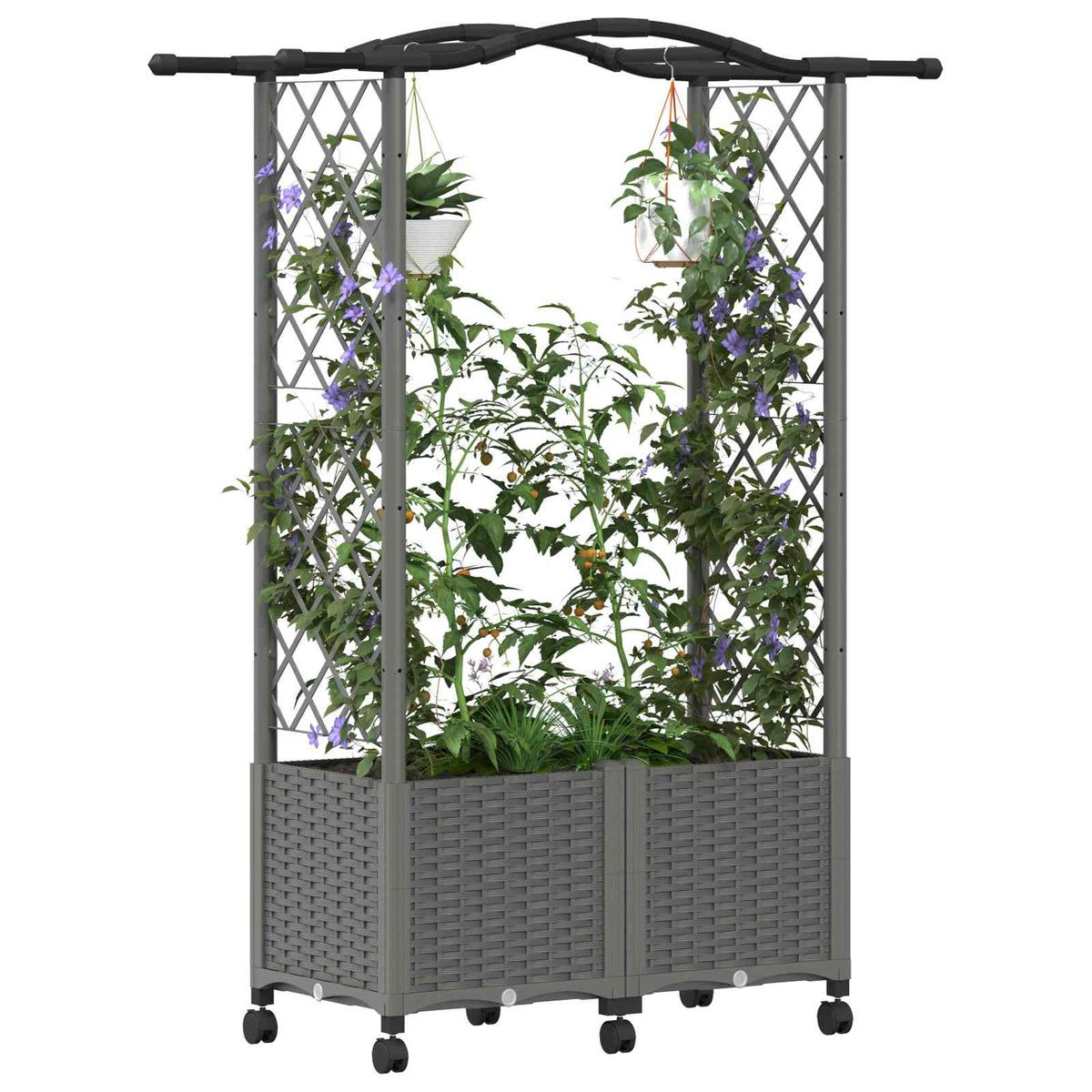 Vidaxl verhoogd bed met trellis en dak lichtgrijs 125 x 40 x 144 cm pp