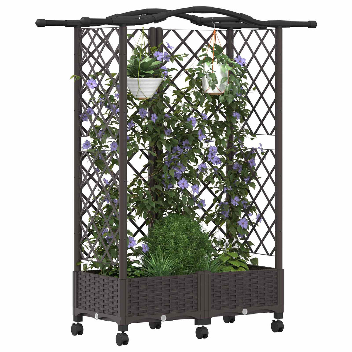 Vidaxl verhoogd bed met trellis en dak bruin 124 x 40 x 129 cm pp