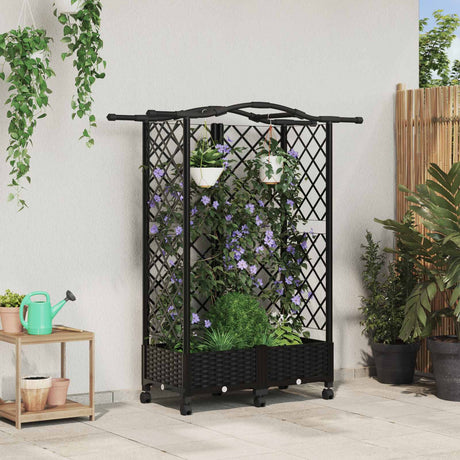 Vidaxl verhoogd bed met trellis en dak zwart 124 x 40 x 129 cm pp