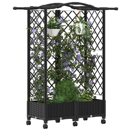 Vidaxl verhoogd bed met trellis en dak zwart 124 x 40 x 129 cm pp