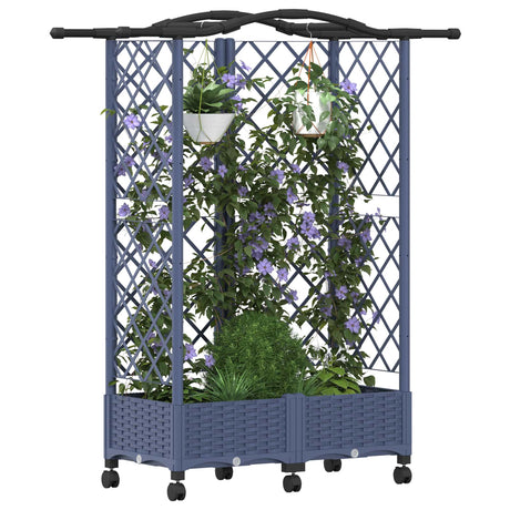 Vidaxl verhoogd bed met trellis en dak grijs 124 x 40 x 129 cm pp