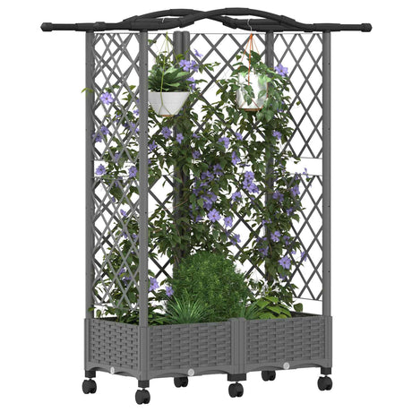 Vidaxl verhoogd bed met trellis en dak lichtgrijs 124 x 40 x 129 cm pp