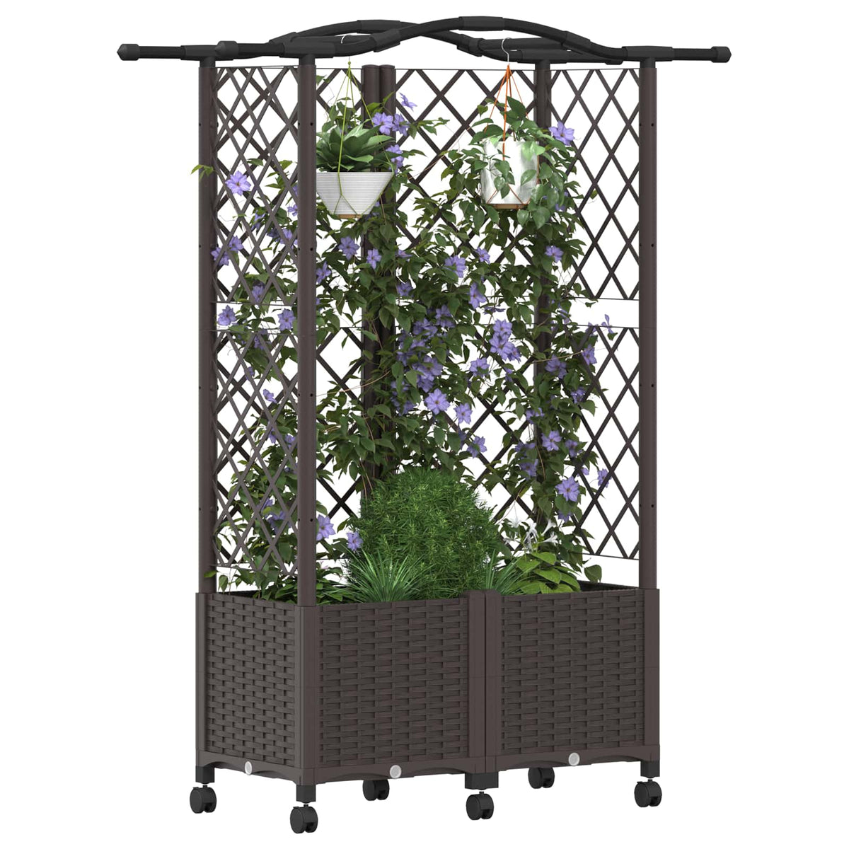 Vidaxl verhoogd bed met trellis en dak bruin 122 x 40 x 144 cm pp