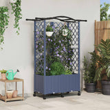 Vidaxl verhoogd bed met trellis en dak grijs 122 x 40 x 144 cm pp