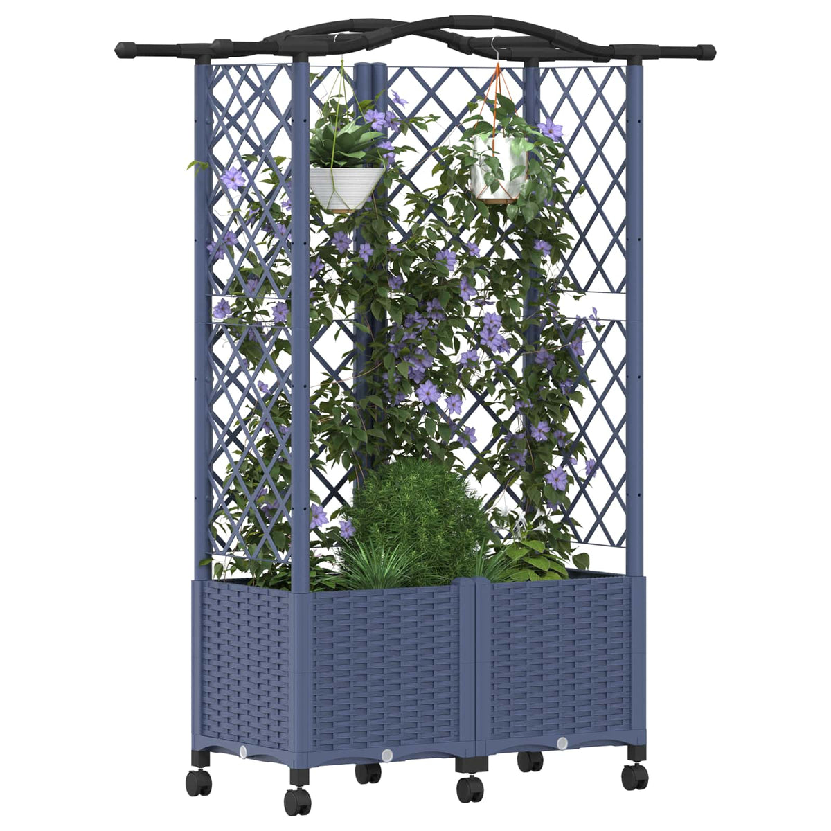 Vidaxl verhoogd bed met trellis en dak grijs 122 x 40 x 144 cm pp