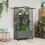 Vidaxl verhoogd bed met trellis en dak lichtgrijs 122 x 40 x 144 cm pp