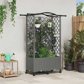 Vidaxl verhoogd bed met trellis en dak lichtgrijs 122 x 40 x 144 cm pp