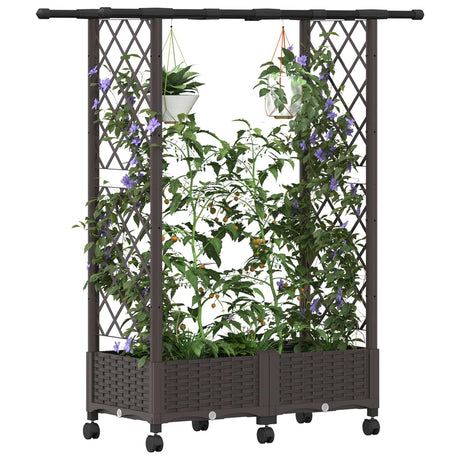 Vidaxl verhoogd bed met trellis en dak bruin 122,5 x 40 x 127 cm pp