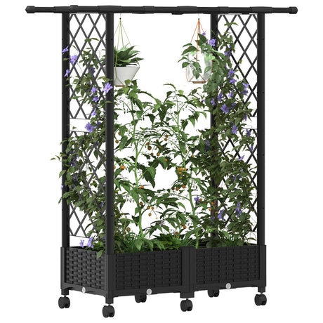 Vidaxl verhoogd bed met trellis en dak zwart 122,5 x 40 x 127 cm pp