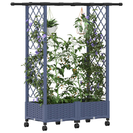 Vidaxl verhoogd bed met trellis en dak grijs 122,5 x 40 x 127 cm pp