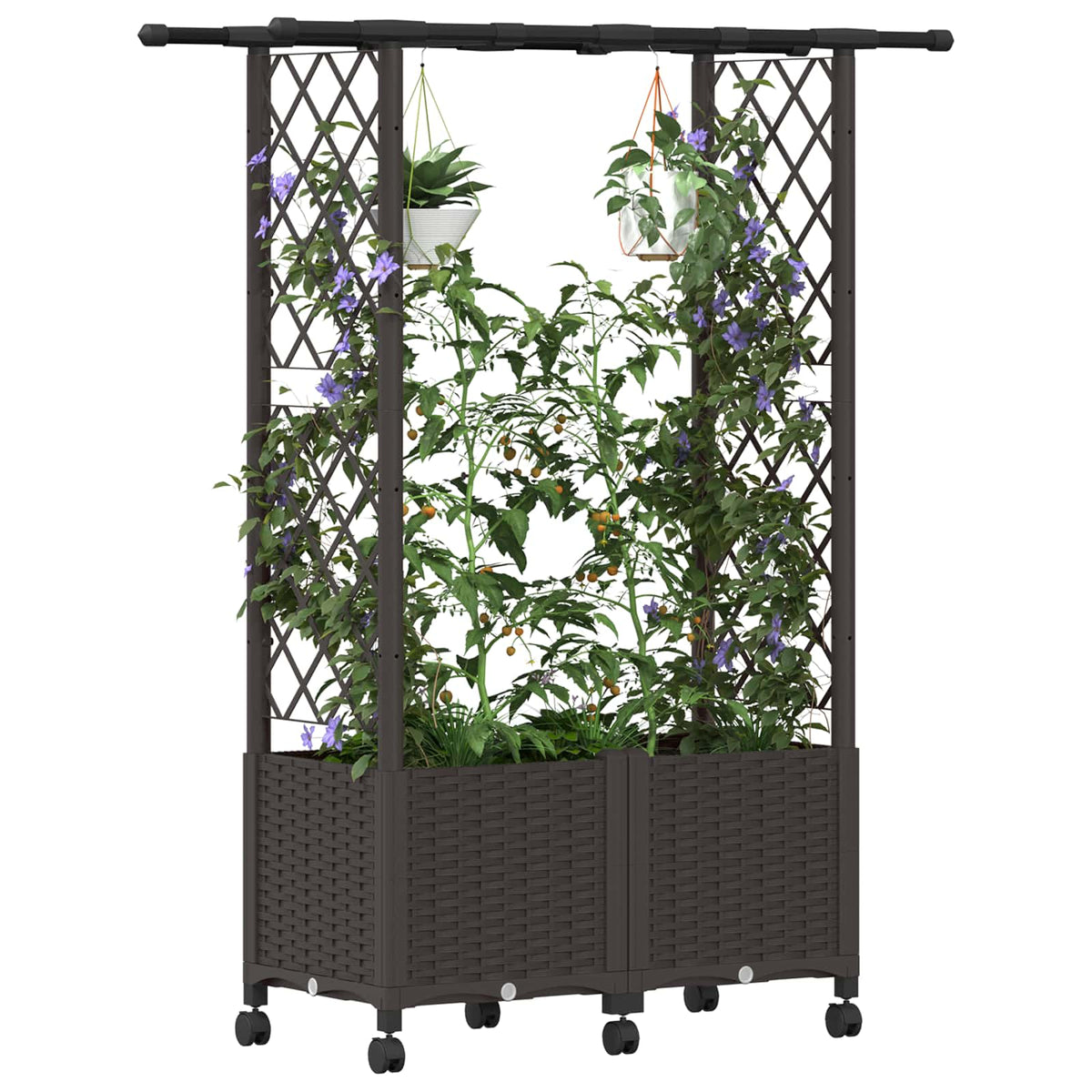 Vidaxl verhoogd bed met trellis en dak bruin 124,5 x 40 x 142 cm pp