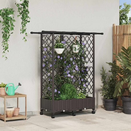 Vidaxl verhoogd bed met trellis en dak bruin 124 x 40 x 127 cm pp