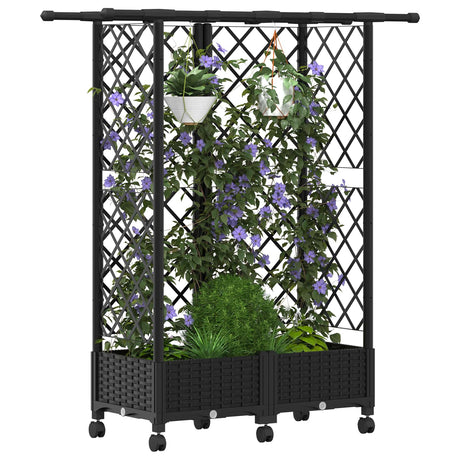 Vidaxl verhoogd bed met trellis en dak zwart 124 x 40 x 127 cm pp