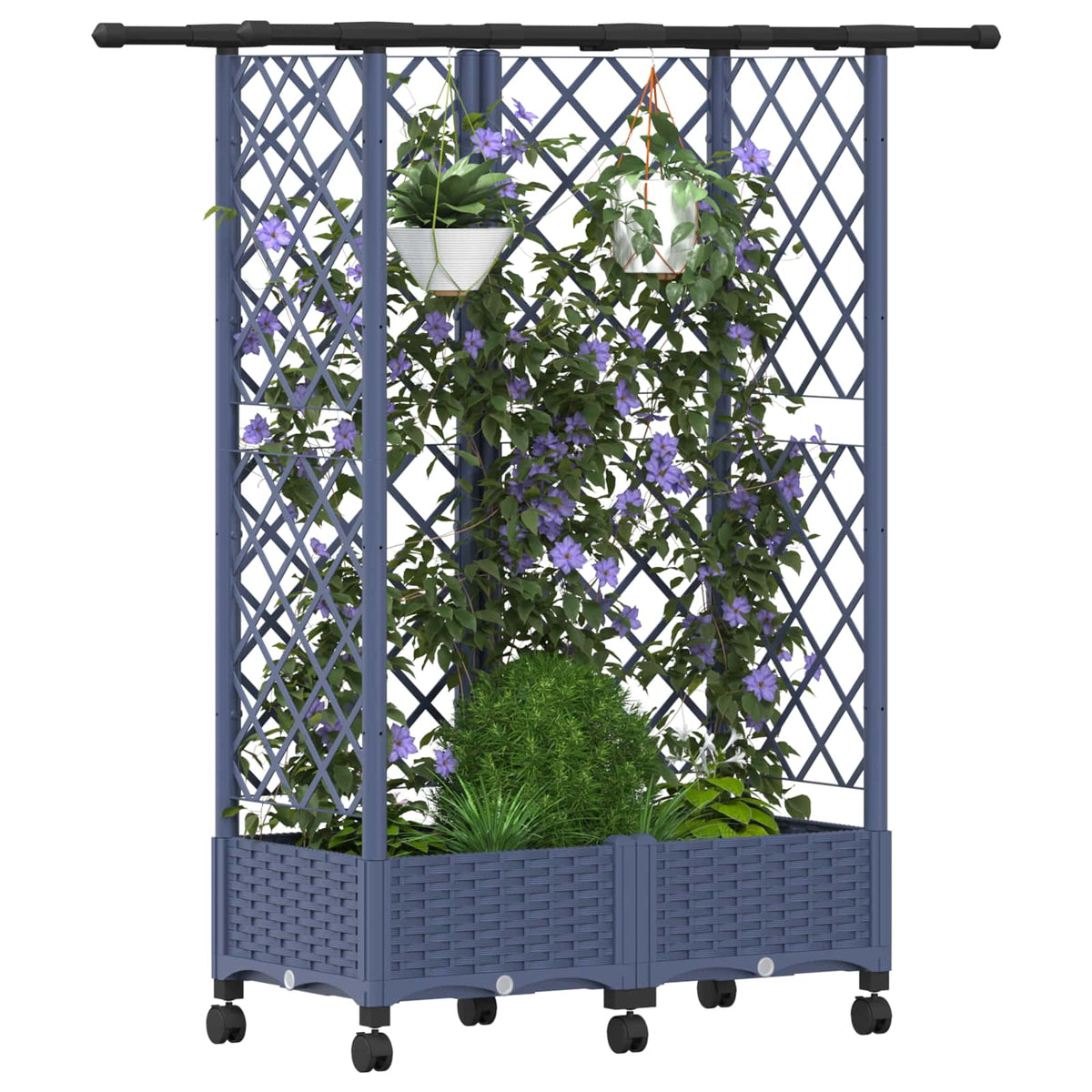 Vidaxl verhoogd bed met trellis en dak grijs 124 x 40 x 127 cm pp