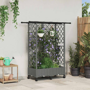 Vidaxl verhoogd bed met trellis en dak lichtgrijs 124 x 40 x 127 cm pp