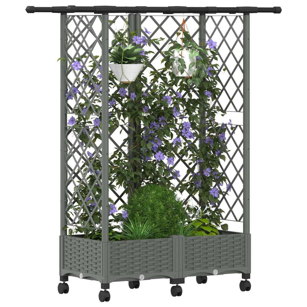 Vidaxl verhoogd bed met trellis en dak lichtgrijs 124 x 40 x 127 cm pp