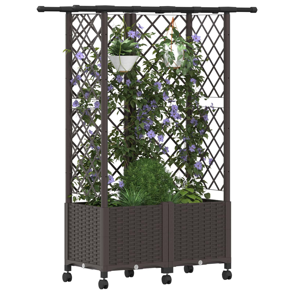 Vidaxl verhoogd bed met trellis en dak bruin 124 x 40 x 142 cm pp