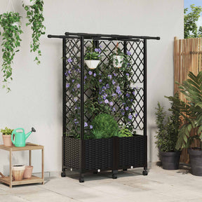 Vidaxl verhoogd bed met trellis en dak zwart 124 x 40 x 142 cm pp