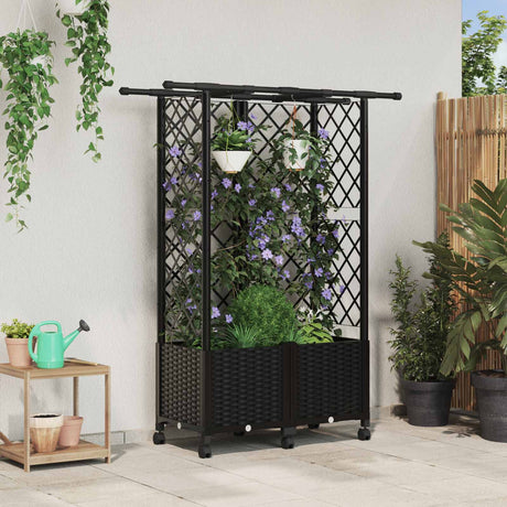 Vidaxl verhoogd bed met trellis en dak zwart 124 x 40 x 142 cm pp