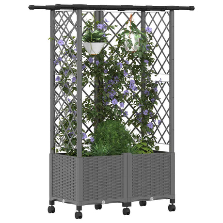 Vidaxl verhoogd bed met trellis en dak lichtgrijs 124 x 40 x 142 cm pp