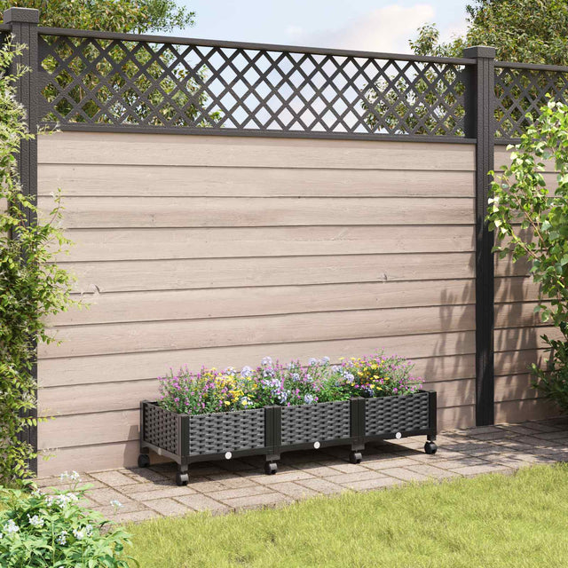 Vidaxl tuinschaal met wielen zwart 120 x 40 x 29 cm pp