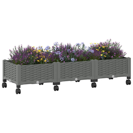Vidaxl tuinschaal met wielen lichtgrijs 120 x 40 x 29 cm pp