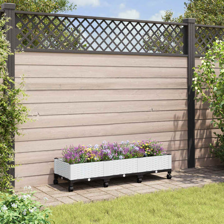 Vidaxl tuinschaal met wielen wit 120 x 40 x 29 cm pp