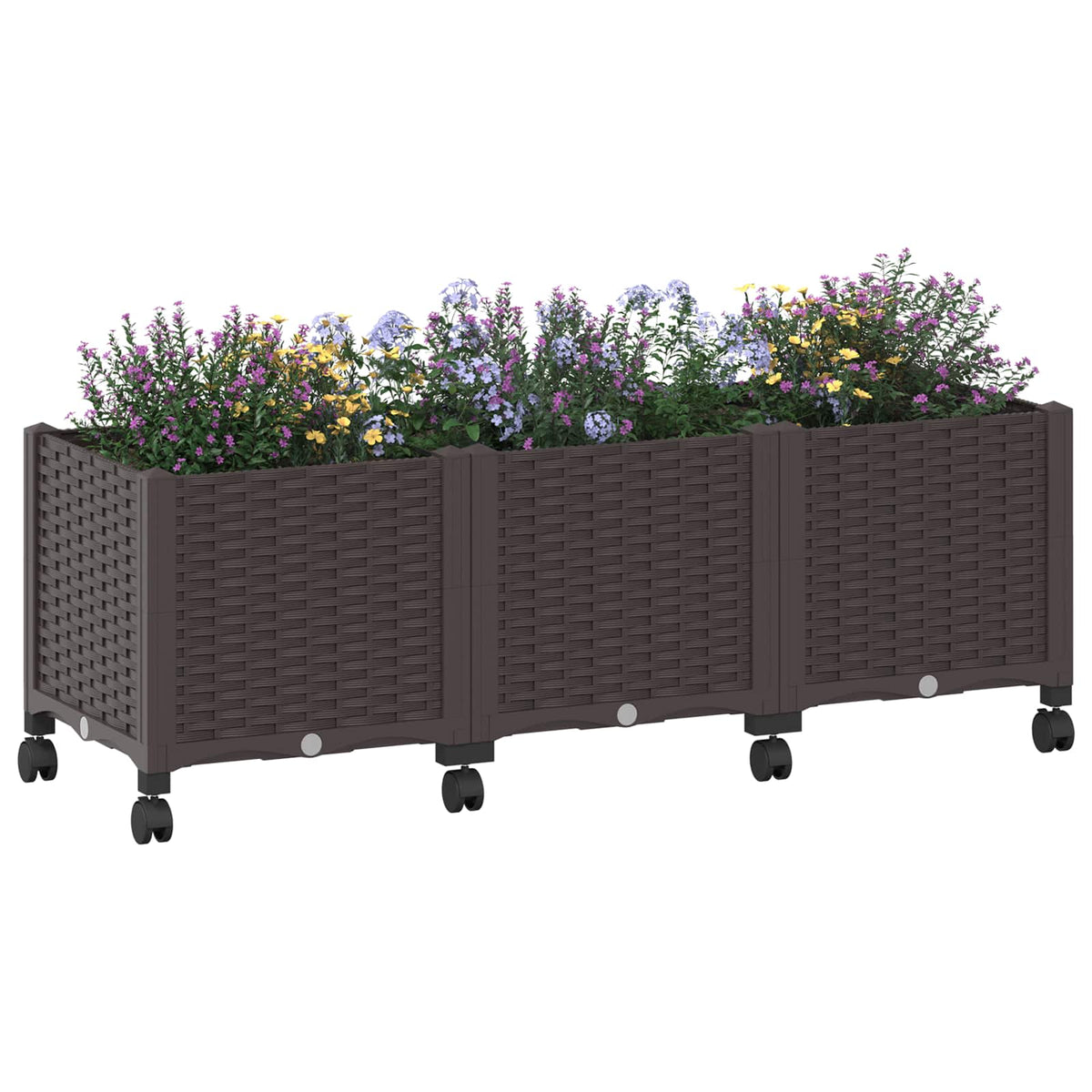 Vidaxl tuinschaal met wielen bruin 120 x 40 x 44 cm pp
