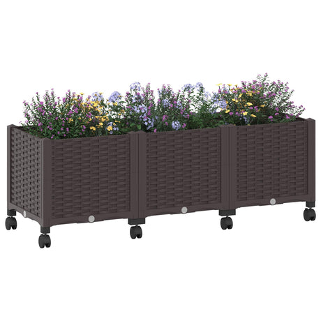 Vidaxl tuinschaal met wielen bruin 120 x 40 x 44 cm pp