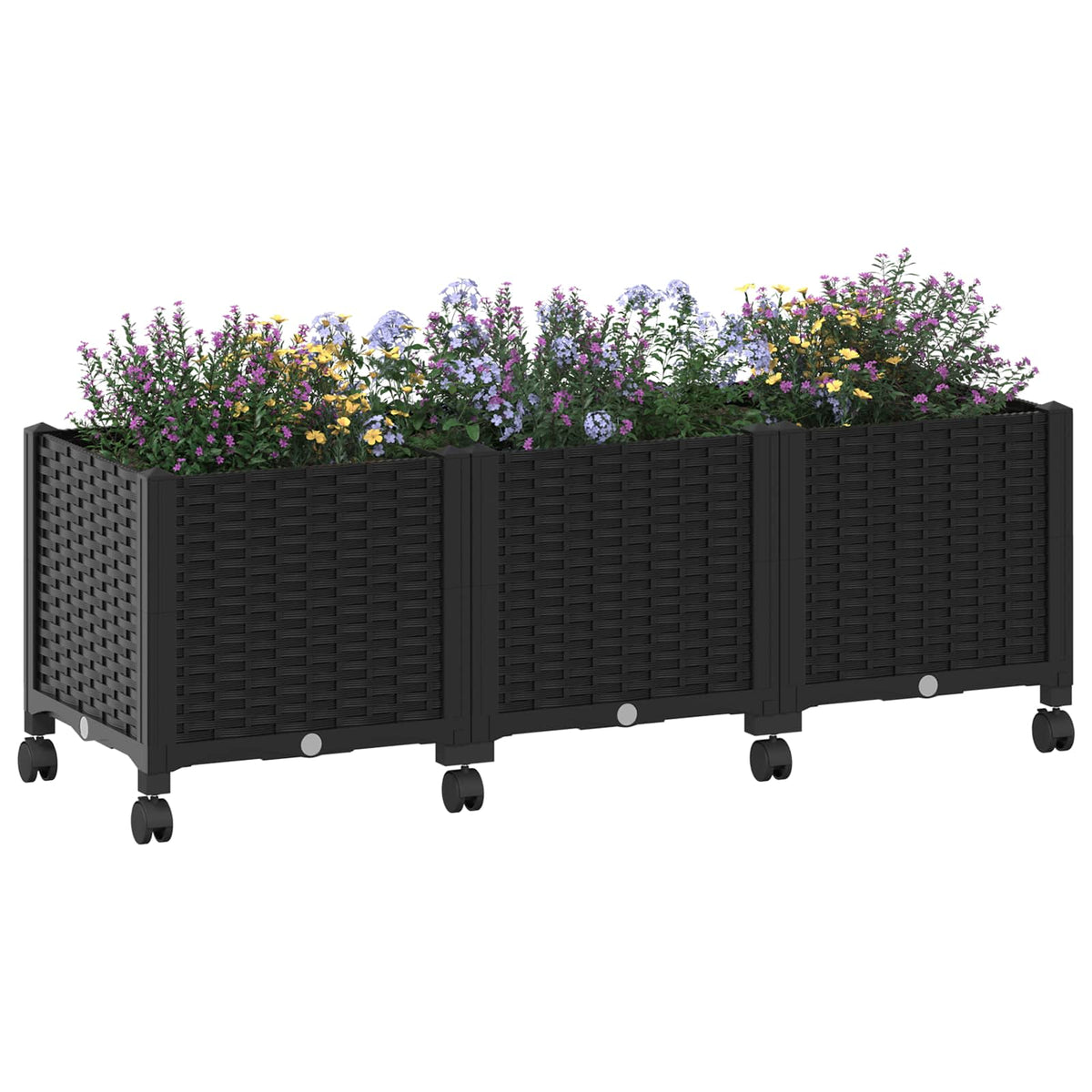 Vidaxl tuinschaal met wielen zwart 120 x 40 x 44 cm pp