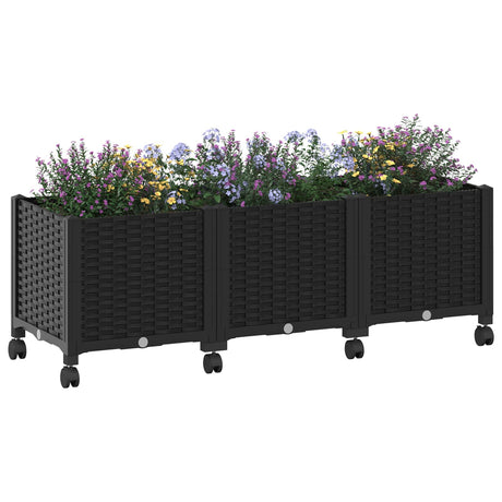 Vidaxl tuinschaal met wielen zwart 120 x 40 x 44 cm pp