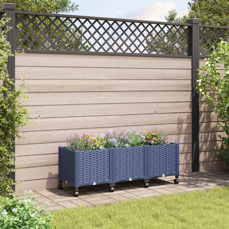 Vidaxl tuinschaal met wielen blauw grijs 120 x 40 x 44 cm pp