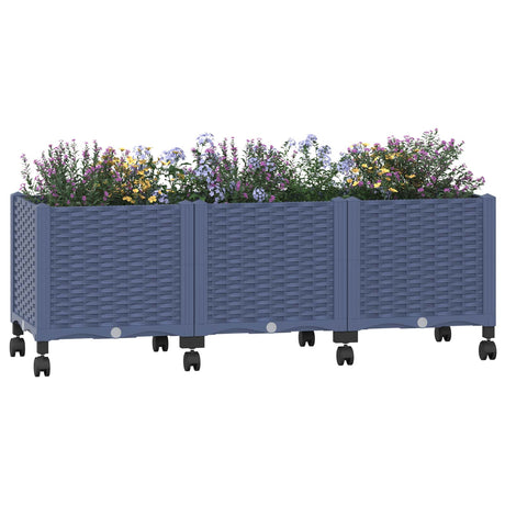 Vidaxl tuinschaal met wielen blauw grijs 120 x 40 x 44 cm pp
