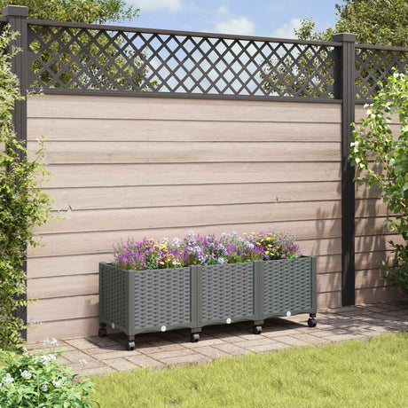 Vidaxl tuinschaal met wielen lichtgrijs 120 x 40 x 44 cm pp